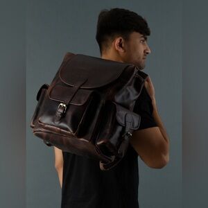 Buffalo David Bitton Rich Brown Leather Backpack